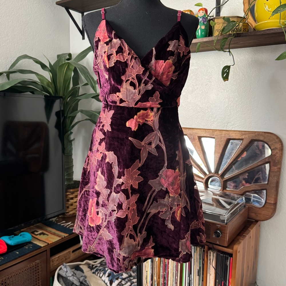 Lulus Catharine Plum Purple Floral Print Burnout Velvet Mini Dress - Picture 5 of 13